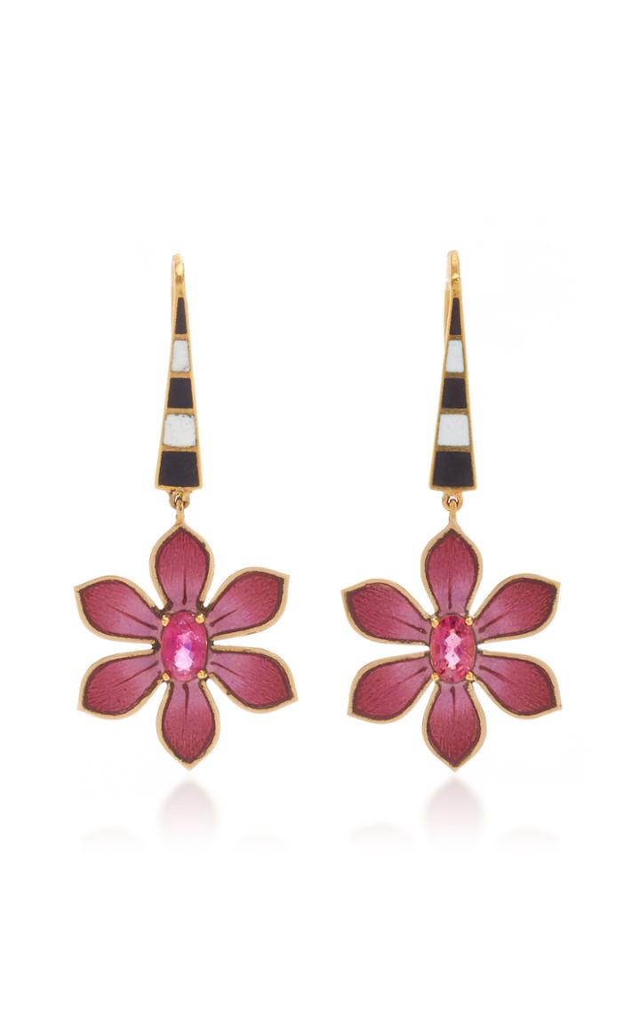 Holly Dyment Eden Pink Enamel Flower Drop Earrings