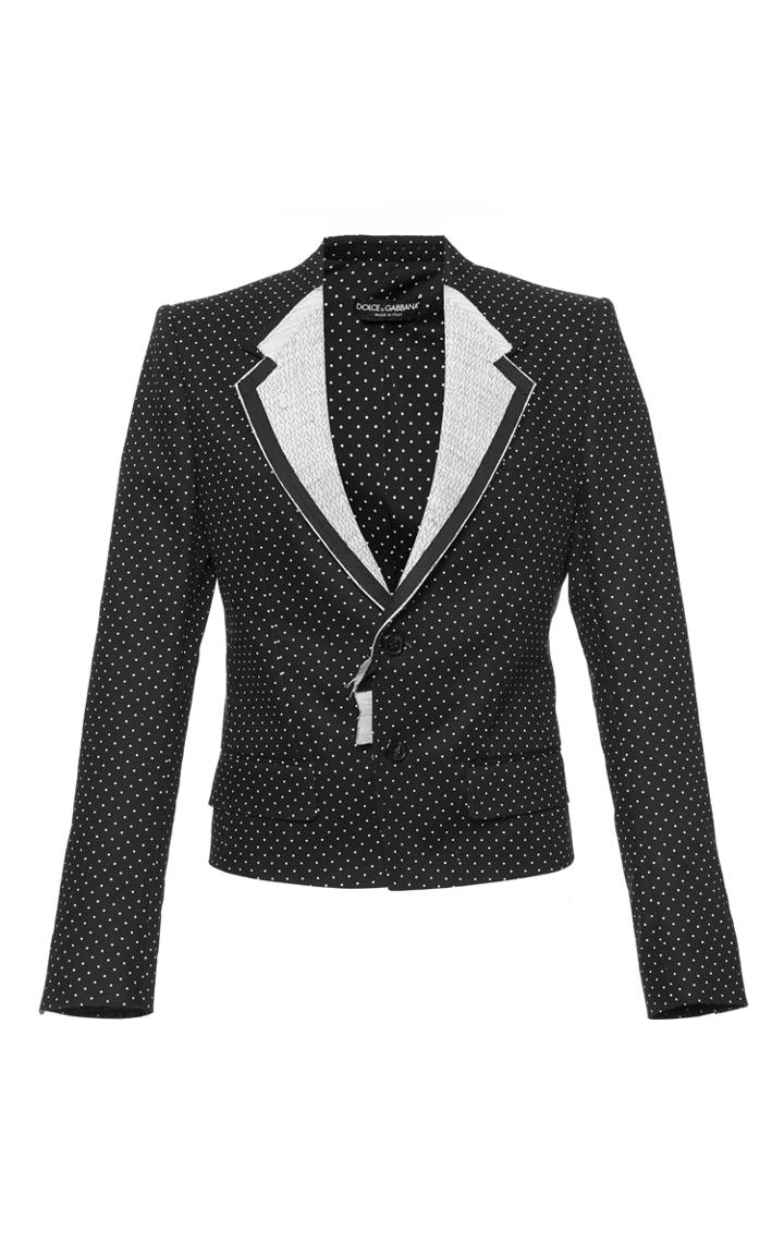 Dolce & Gabbana Contrast Stitch Polka Dot Blazer