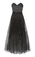 Marchesa Sequin Embroidered Strapless Cocktail Dress