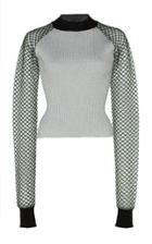 Anas Jourden Ribbed Fishnet-sleeve Crewneck Sweater