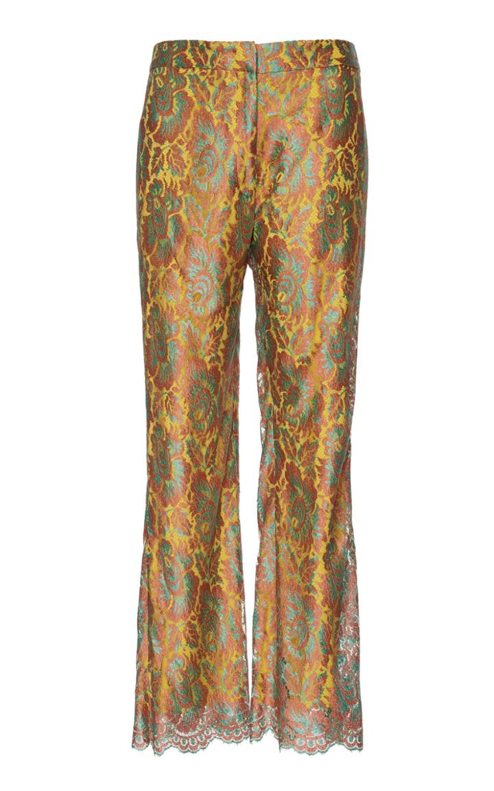 Etro Lace-printed Satin Cropped Pants