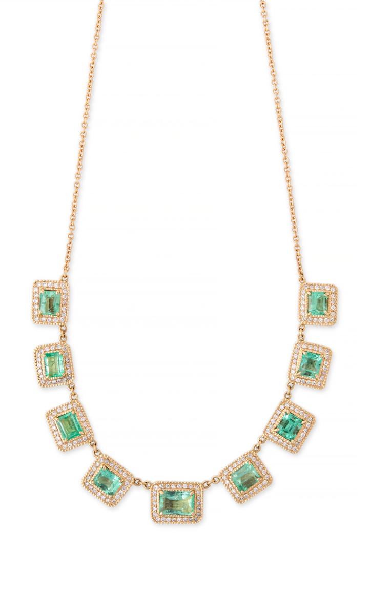 Moda Operandi Jacquie Aiche 14k Yellow Gold Baguette Emerald Necklace