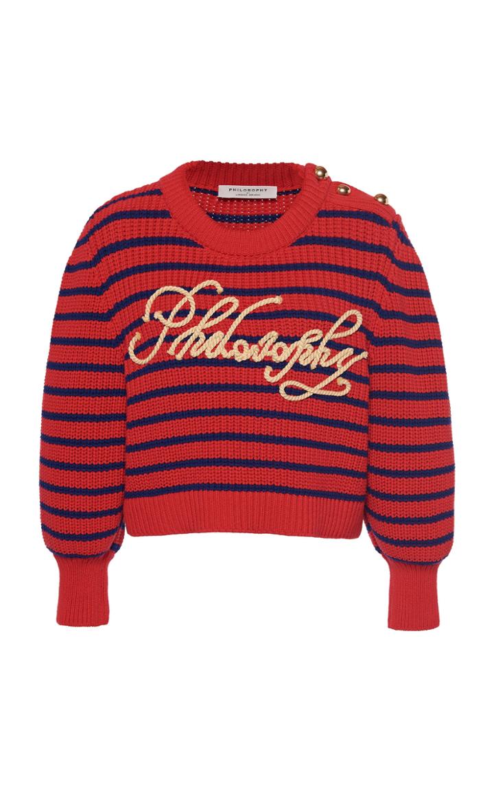 Moda Operandi Philosophy Di Lorenzo Serafini Striped Cotton-blend Logo Sweater Size:
