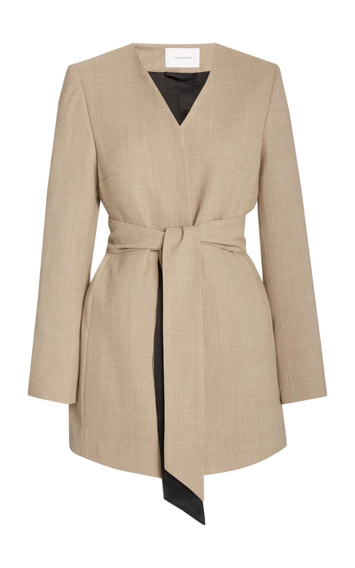 La Collection Asteria Tie-waist Crepe Wool Blazer