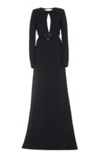 Dundas Keyhole Long Sleeve Silk Cady Dress