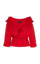 Brandon Maxwell Collar-detailed Crepe De Chine Top