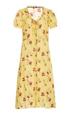 R13 Floral Print Button-down Midi Dress