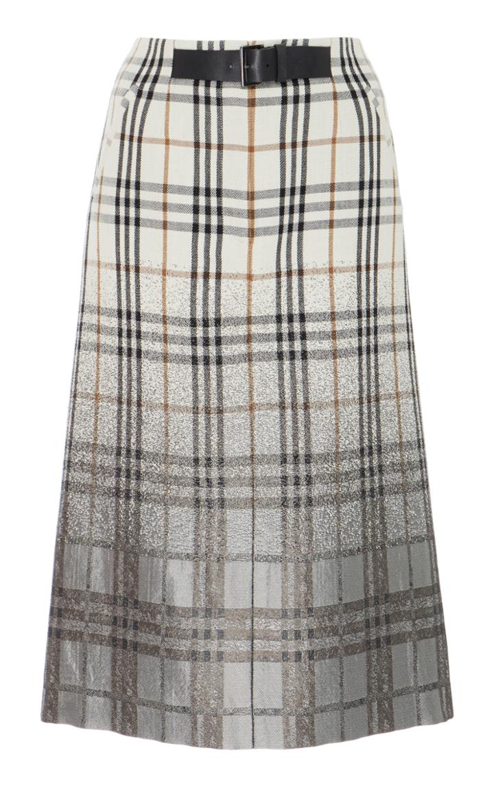 Alberta Ferretti Degrade Plaid Pencil Skirt