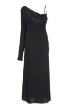 Versace Asymmetric Sleeve Silk Satin Dress