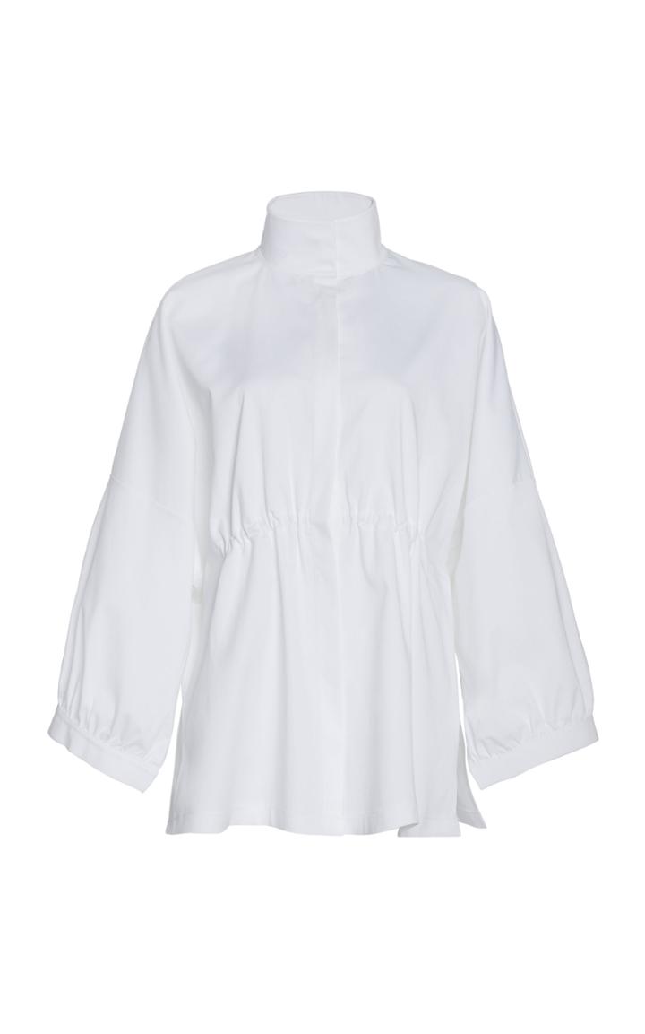 Moda Operandi Piece Of White Josie High-neck Cotton-blend Poplin Shirt