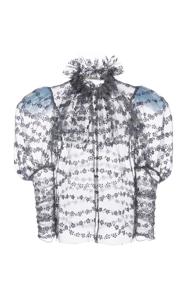 Moda Operandi Rodarte Ruffle-trimmed Embroidered Organza Top