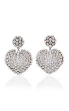 Alessandra Rich Crystal And Brass Heart Clip Earrings
