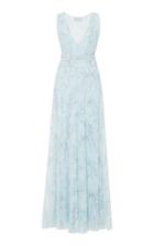 Luisa Beccaria Printed Plisse Full Length Dress