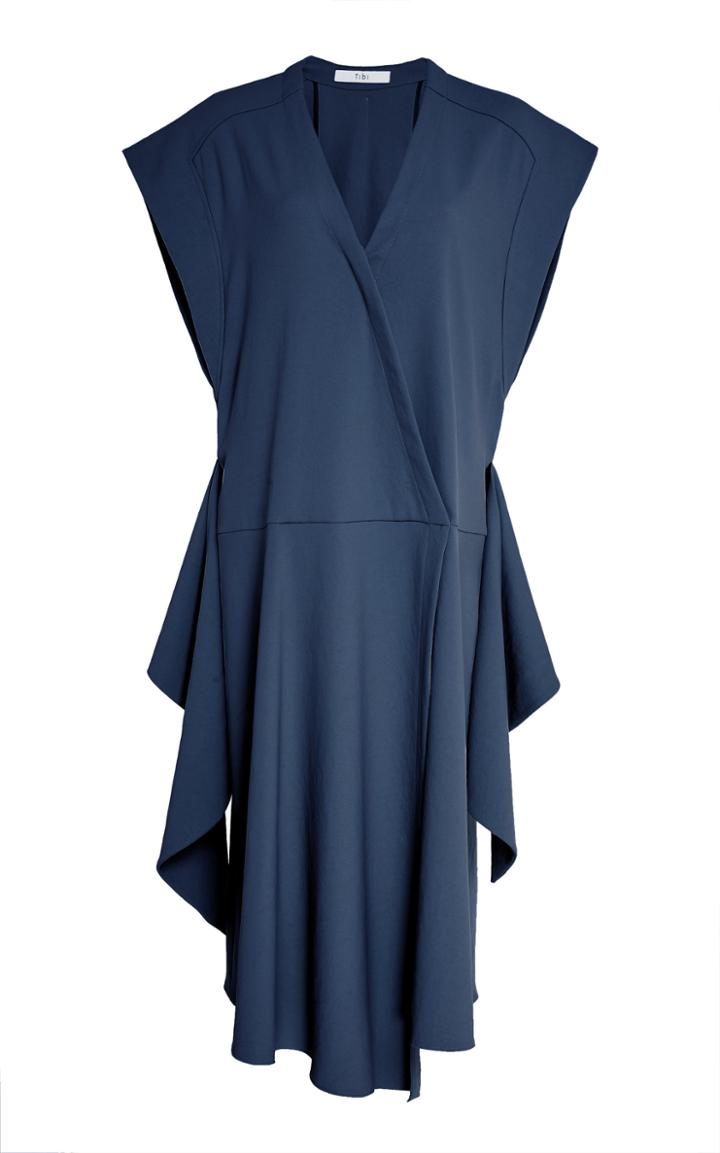 Tibi Chalky Draped Crepe Wrap Dress