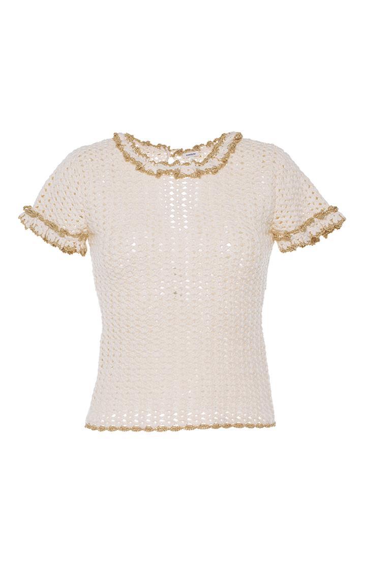 Manoush Crochet Ruffle Tee