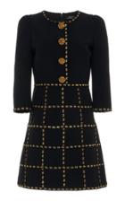 Moda Operandi Andrew Gn Embellished Check-detailed Crepe Mini Dress