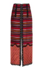 Costarellos Fringe Cotton Midi Skirt