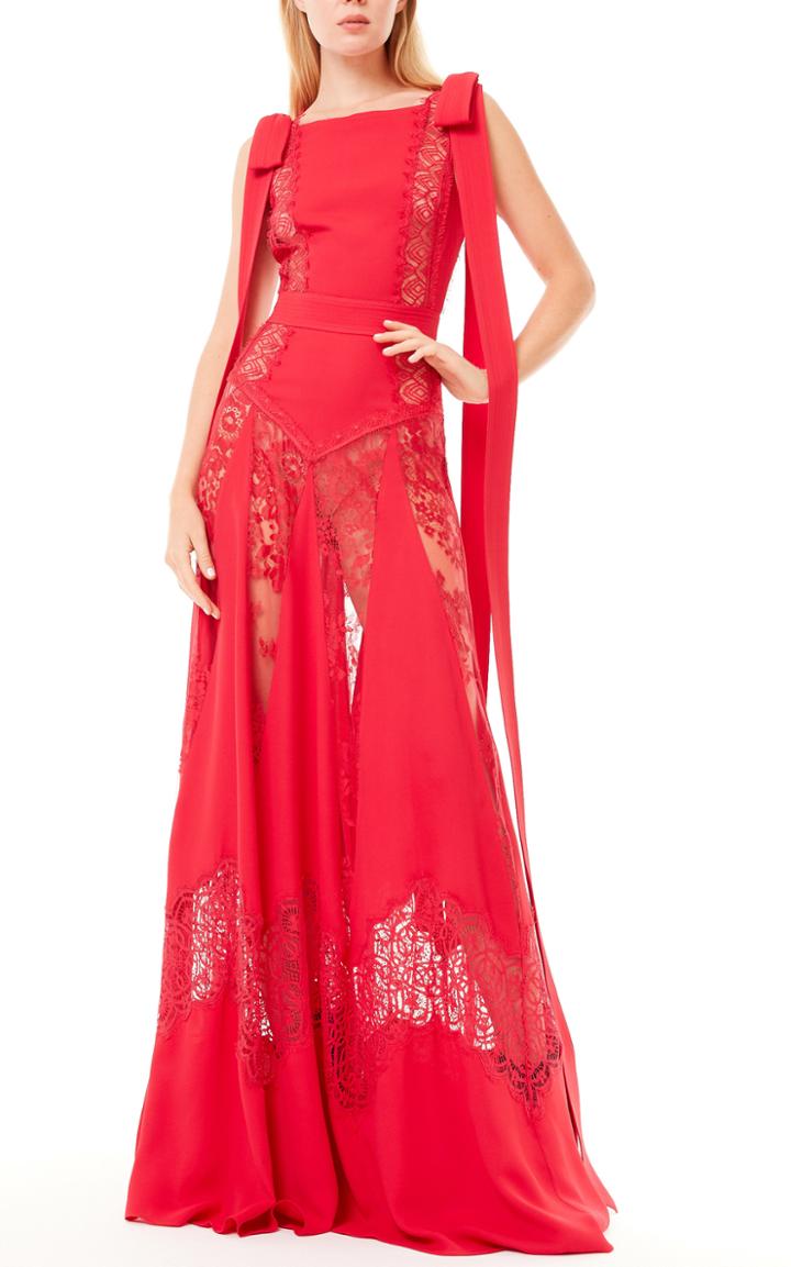 Moda Operandi Zuhair Murad Lace-detail Cady Maxi Dress