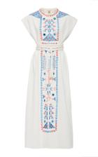 Figue Kari Embroidered Cotton Midi Dress