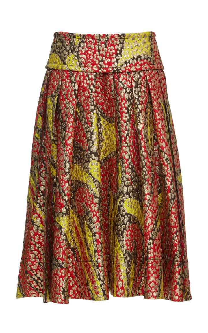 Marni Pleated Metallic Woven Skirt