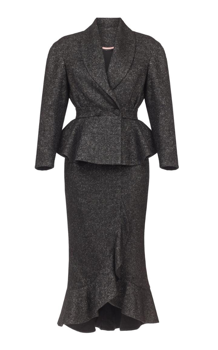 Ulyana Sergeenko Demi Couture Peplum Ruffle Skirt Suit Set