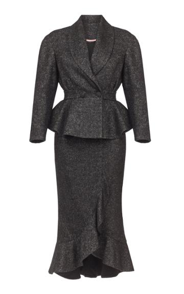 Ulyana Sergeenko Demi Couture Peplum Ruffle Skirt Suit Set
