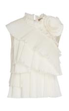 Pascal Millet Micro Pleat Layered Top With Flower