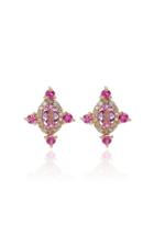 Eden Presley Pink Stone And Diamond Quad Studs
