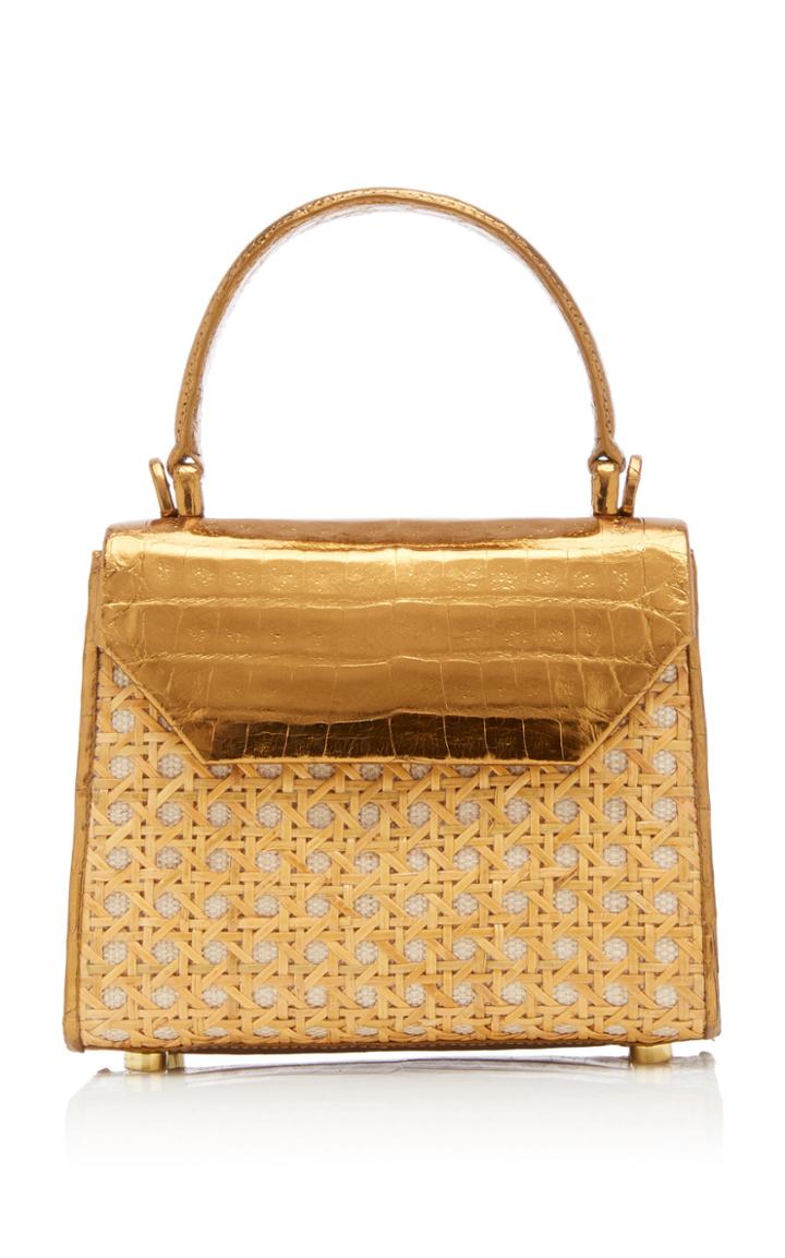 Moda Operandi Nancy Gonzalez Lilly Metallic Cane And Crocodile Top Handle Bag