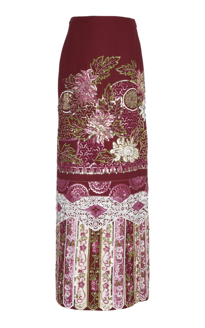 Valentino Embellished Wool Silk Maxi Skirt