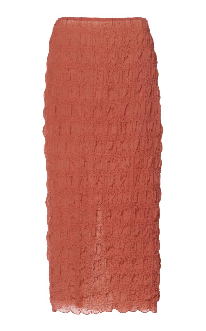 Moda Operandi Johanna Ortiz Smooth Illusion Ruched Chiffon Midi Skirt Size: 2
