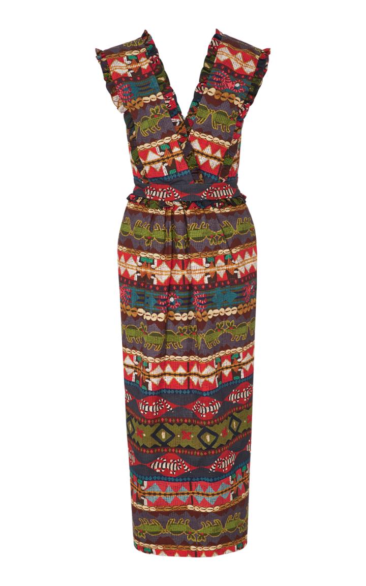 Stella Jean Tribal Print Cotton-blend Dress With Pockets