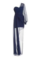 Moda Operandi Semsem Draped Crystal-embellished Chiffon One-shoulder Mini Dress
