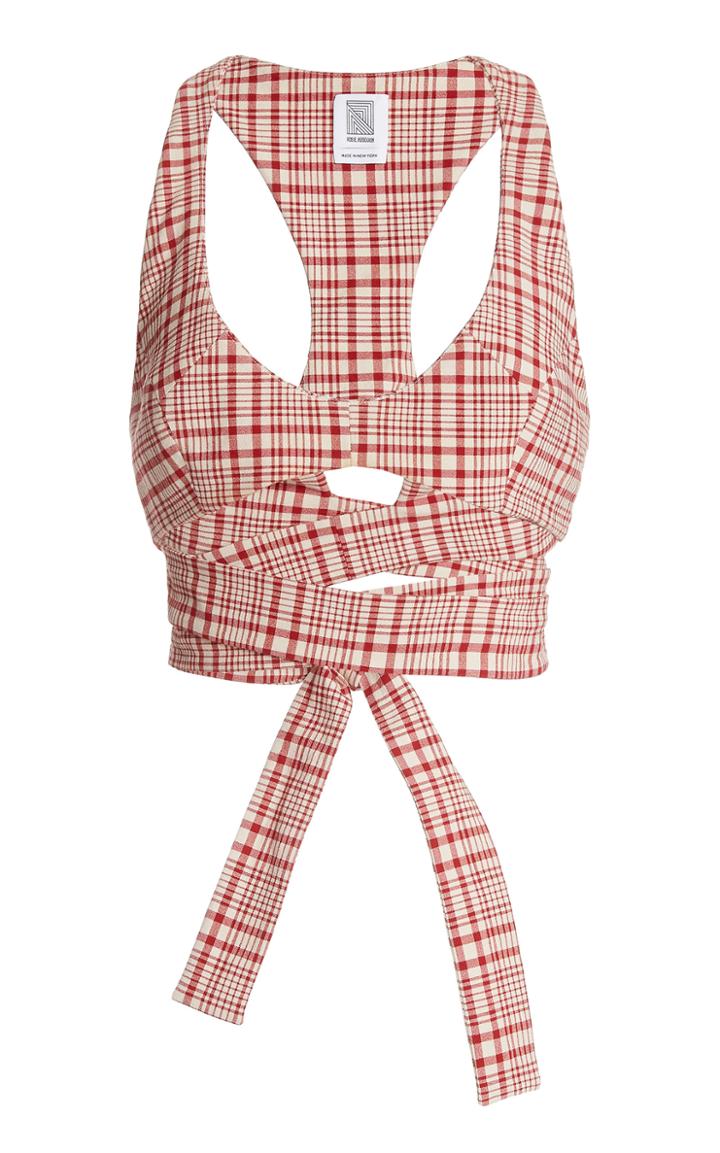 Rosie Assoulin Gwyneth Checked Stretch-cotton Top