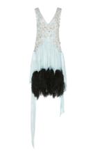 Richard Quinn Embroidered Feather-hem Satin Dress