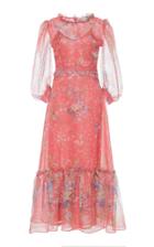 Luisa Beccaria Floral Print Silk Organza Dress