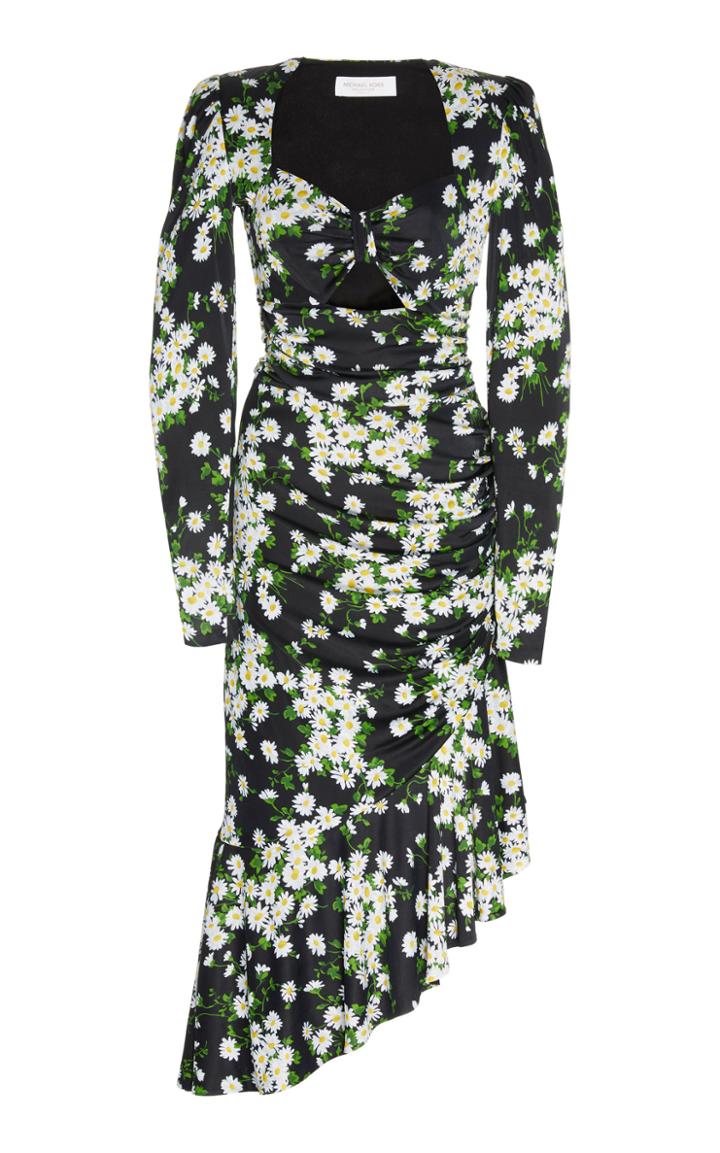Moda Operandi Michael Kors Collection Asymmetric Satin-jersey Ruched Dress Size: 0
