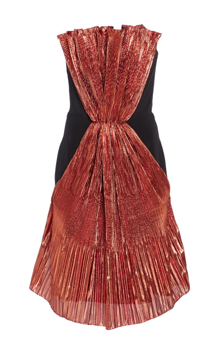 Christian Siriano Metallic Pleated Mini Dress