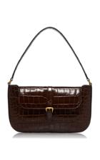 By Far Miranda Croco Embossed Leather Flap Bag