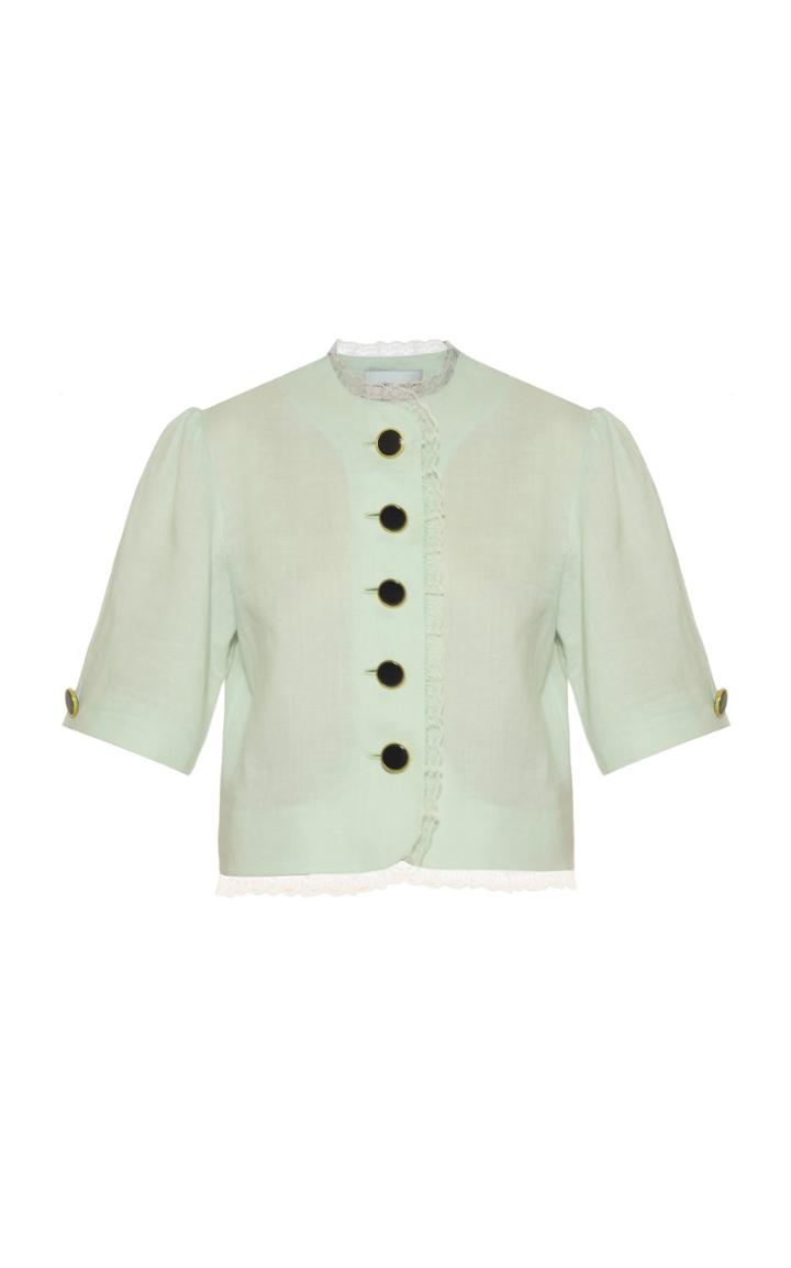 George Keburia Frill-embellished Linen Blouse