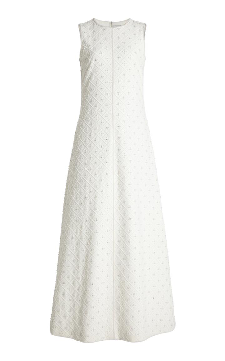 Moda Operandi Huishan Zhang Lavinia Faux Pearl-embellished Crepe Maxi Dress