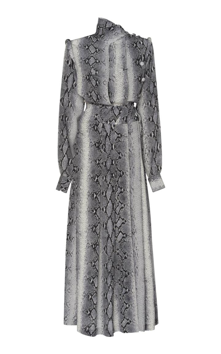 Alessandra Rich Python Crepe De Chine Maxi Dress