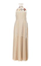 Moda Operandi Gabriela Hearst Zeus Agate-embellished Pleated Silk-blend Gown Size: 3