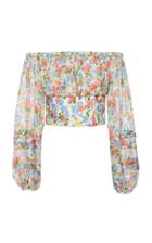 Moda Operandi Amur Alora Off The Shoulder Floral Silk Top Size: 2