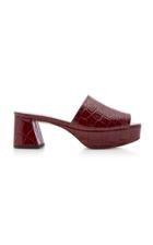 Ganni Croc-effect Leather Platform Slides