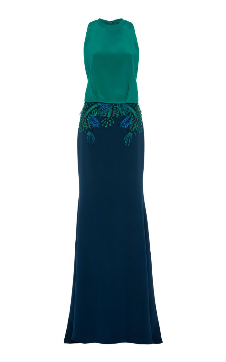 Cushnie Embroidered Silk Gown