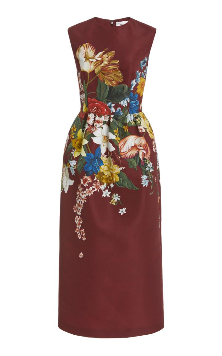 Moda Operandi Oscar De La Renta Sleeveless Printed Crepe Dress