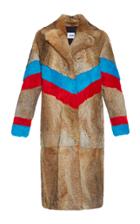 Msgm Natural Chevron Lapin Fur Coat