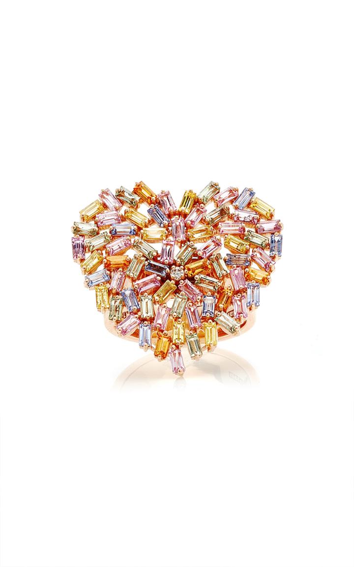 Moda Operandi Suzanne Kalan 18k Rose Gold Large Pastel Heart Ring Size: 4