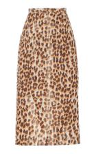 Rochas Oenothera Leopard-print Silk Satin Midi Skirt